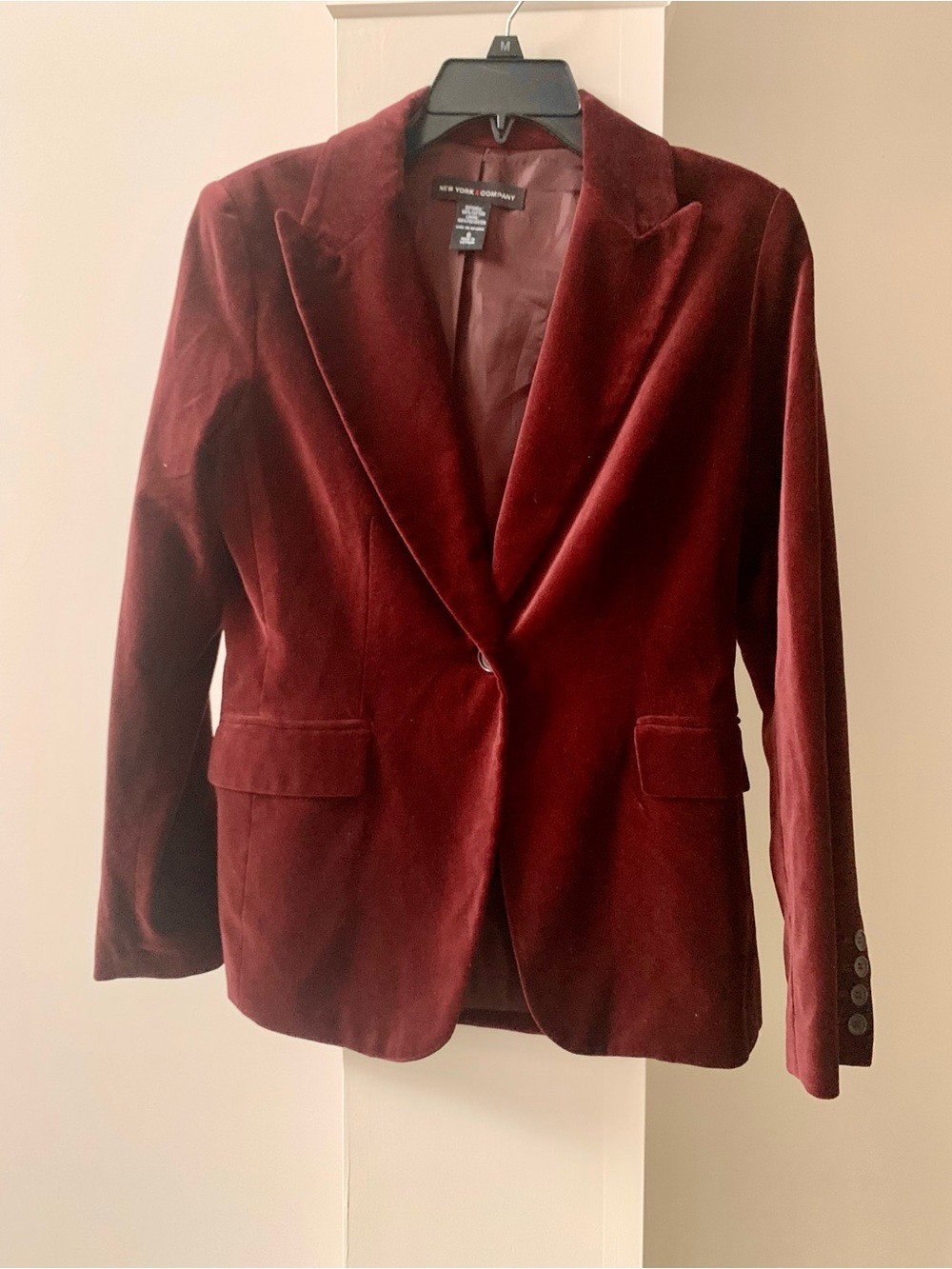 NWOT New York & Company Deep Wine Velvet Blazer